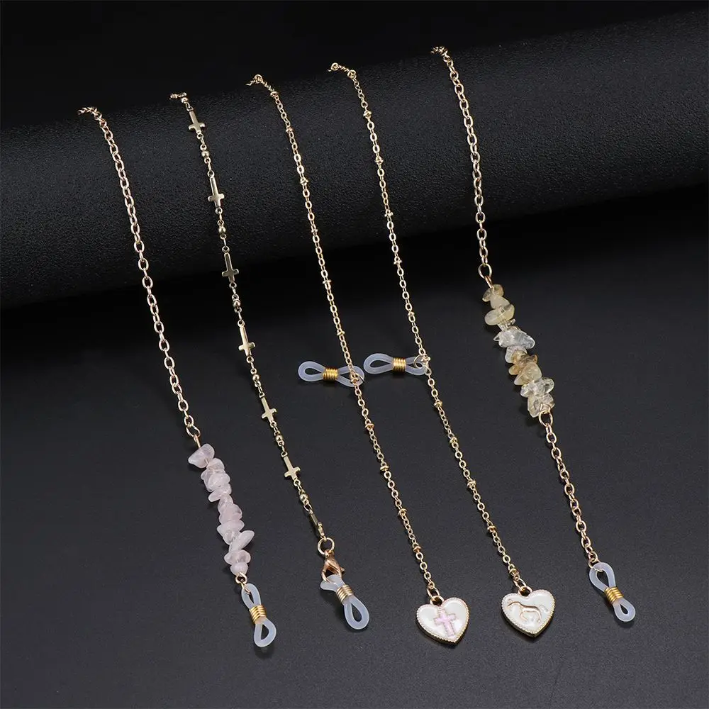 New Fashion Metal Leaves Eyeglass Chains Pearls Sunglasses Holder Necklace Non-slip Reading Glasses Chain Holder Cord Eyewear