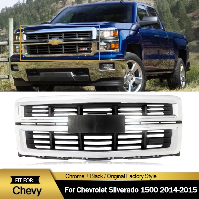 

Front Grill Replace For 2014-2015 Chevry Silverado 1500 Z71 LTZ Front Bumper Upper Grille Honeycomb Modified Grills Accessories