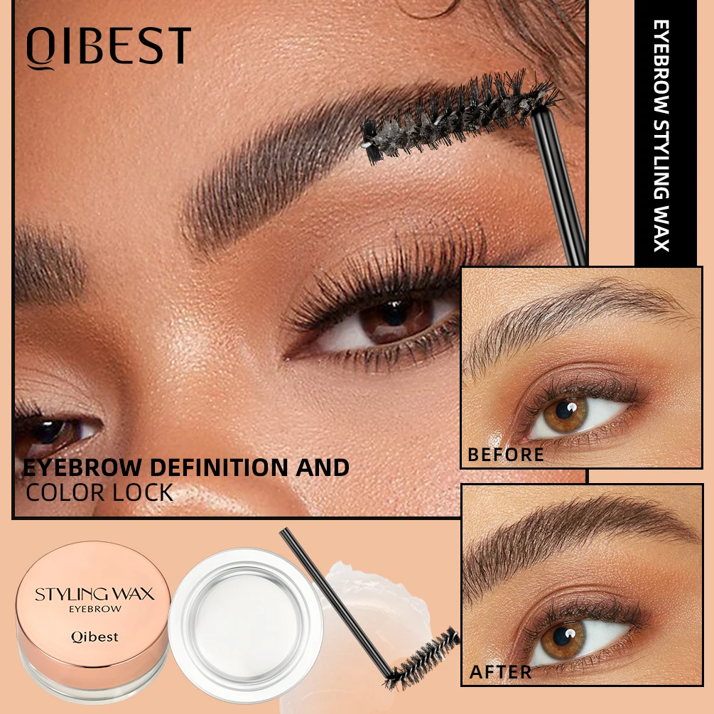 QIBEST Eyebrow Styling Gel Molding Wax Waterproof Transparent Refreshing Durable Natural Colorless Eyebrow Gel Wax Eyes Cosmetic