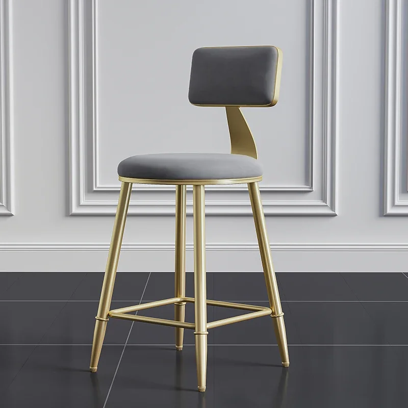 

Luxury Bar Stools Gold Legs European Reinforce Makeup Counter High Stool Lounge Modern Designer Tabourets De Bar Home Decoration