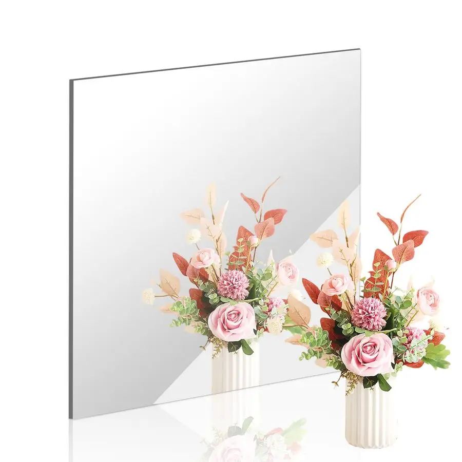 

20x20 in Acrylic Mirror Sheet for Wall, 2.5mm Thick Unbreakable Non Glass Body Mirror Tile Self Adhesive Mirror Stickers Rectang