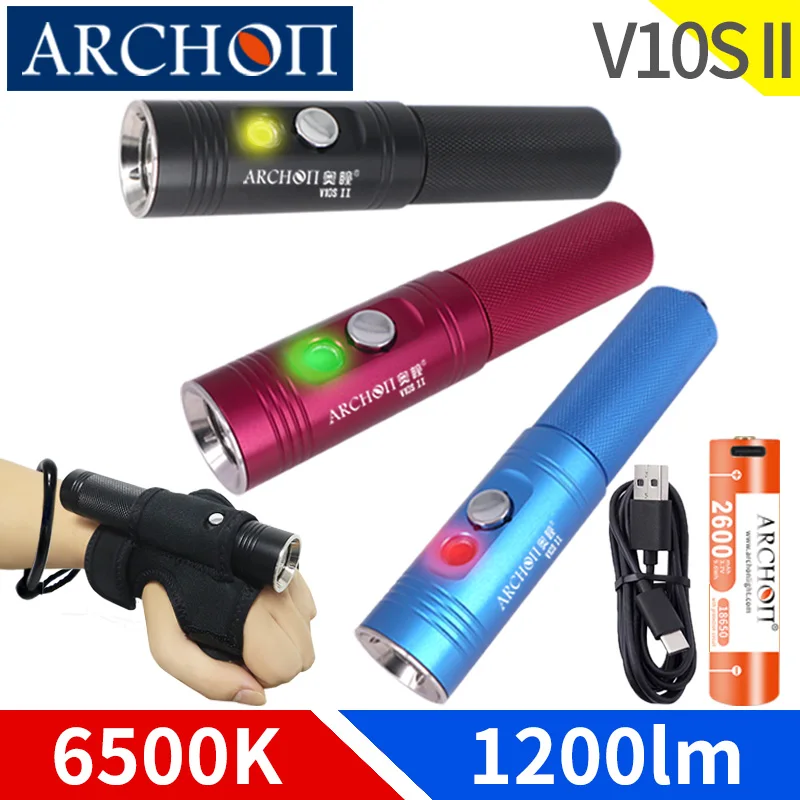 V10S II 1200lumen Scuba diving light Dive instructor lamp Dive student torch Underwater 100m diving flashlight Camping adventure