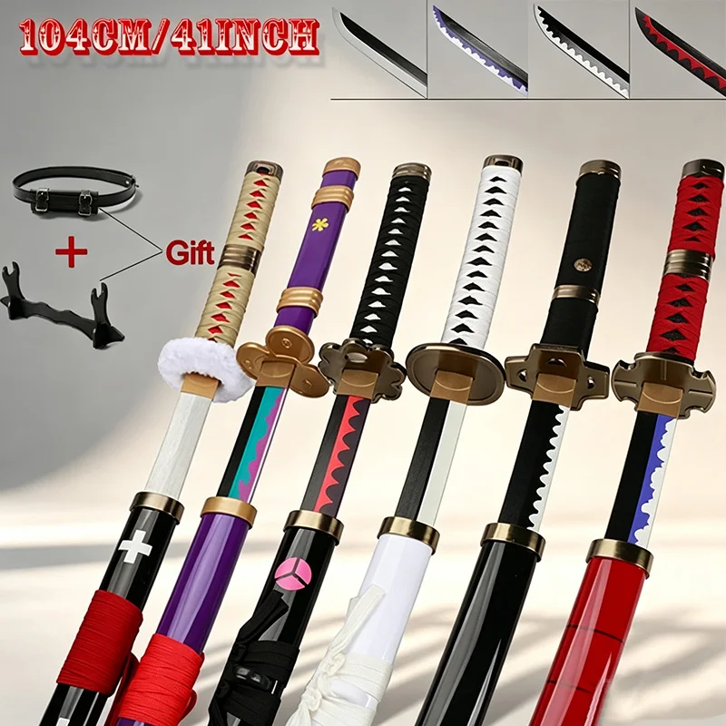 3Pcs 41" Handmade Zoro Katanas Anime Cosplay Sword Bamboo Wood Sword Cosper Collection Gift