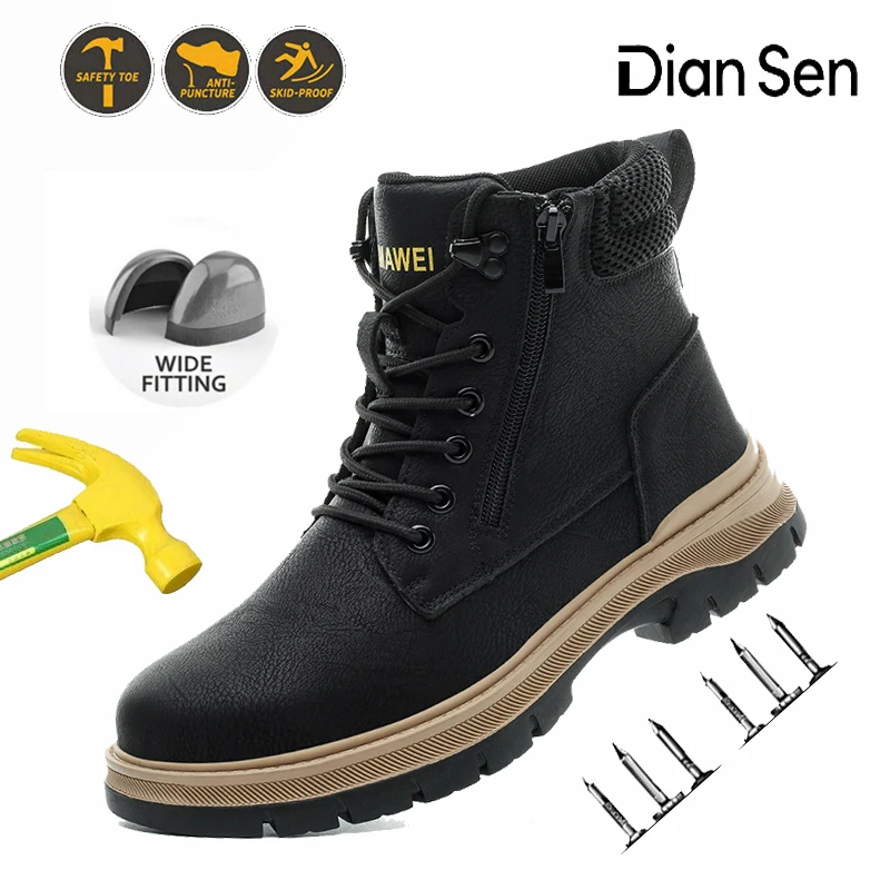 

Indestructible Men's Safety Work Boots Steel Toe High Top Safety Shoes Water Repellent Anti-Puncture Non Slip Hiking Boots
