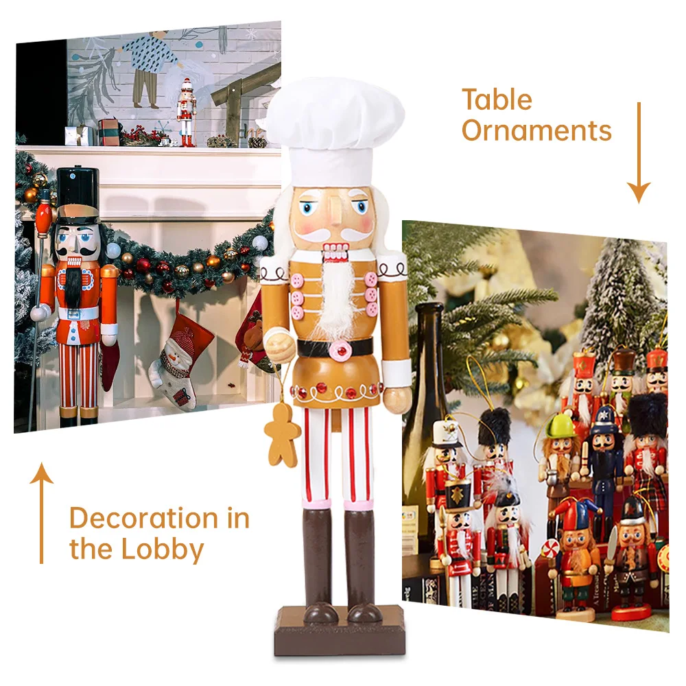 

38CM Wooden Nutcracker Puppet Figurine SoldierSeriesModel Doll Merry Toys Handcrafts Christmas Ornaments Home Desktop Decoration