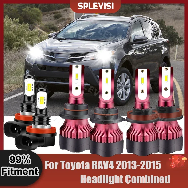 

SPLEVISI White Headlight Foglamp Bulbs Replacement Set For Toyota RAV4 2013 2014 2015 LED Hi Low Beam Foglight