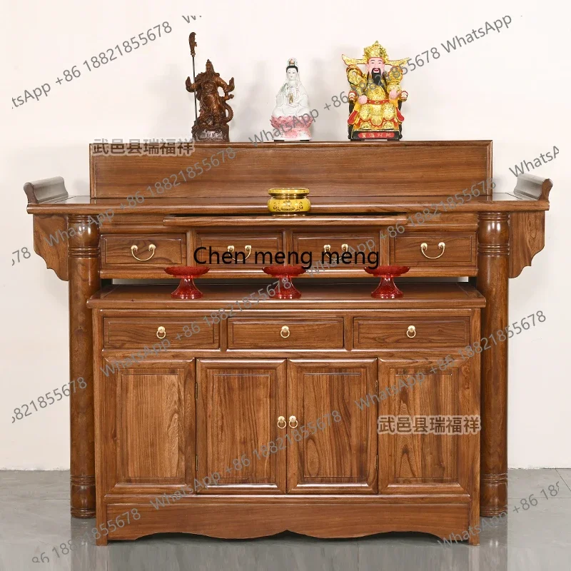 

Solid Wood Altar Buddha Table Offering Table God of Wealth Cabinet Set Household New Chinese Style