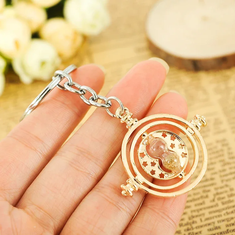 Harried Time Timer Hourglass Keychain Keyring Potters Hermine Metal Necklace Couple Accessories Time Converter Hourglass Gift