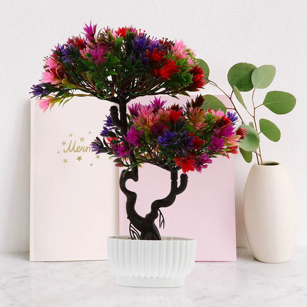 

2pcs Artificial Plant Simulation Bonsai Home Office Desk Bookshelf Window Long Lasting Easy Maintenance Fake