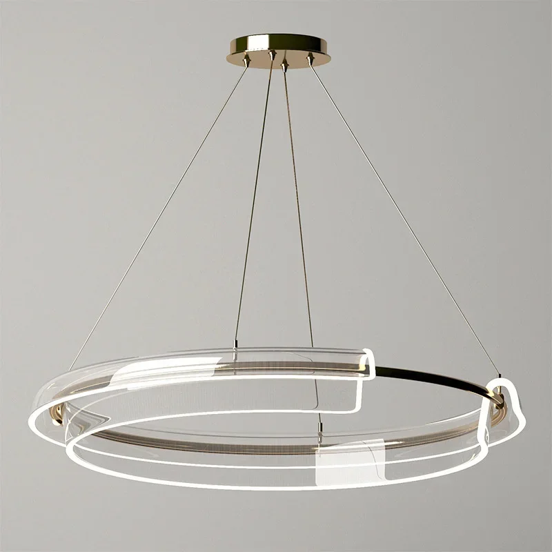 

Post-modern Light Luxury Living Room LED Ring Chandelier Nordic Simple Dining Room Bedroom Designer Lights