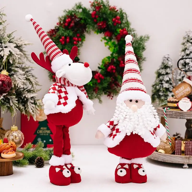 Christmas Dolls For Kids Retractable Snowman Figurine Christmas Decoration Figures Standing Ornament For Home Indoor