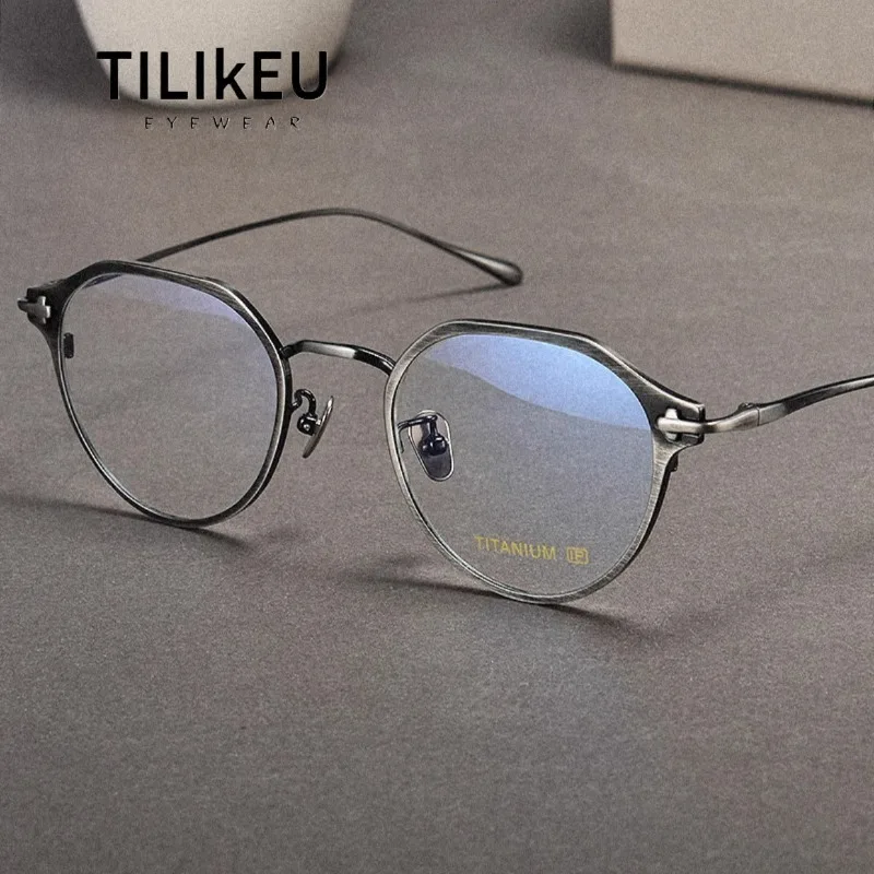 

Japanese Designer Handmade Pure Titanium Full-Frame Glasses Men Prescription Oval Eyeglasses Frame Women's Trendy Luxury Eyewear
