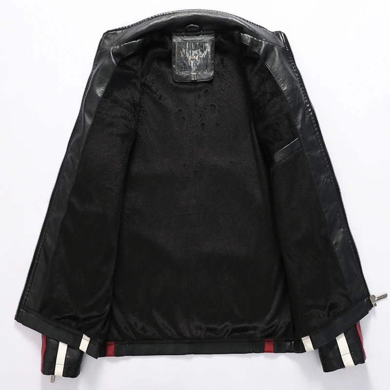 Chaqueta de motocicleta Vintage para hombre, abrigo de cuero de motorista, abrigo de bombardero bordado, abrigo de lana de Pu, moda de invierno, nuevo, 2023