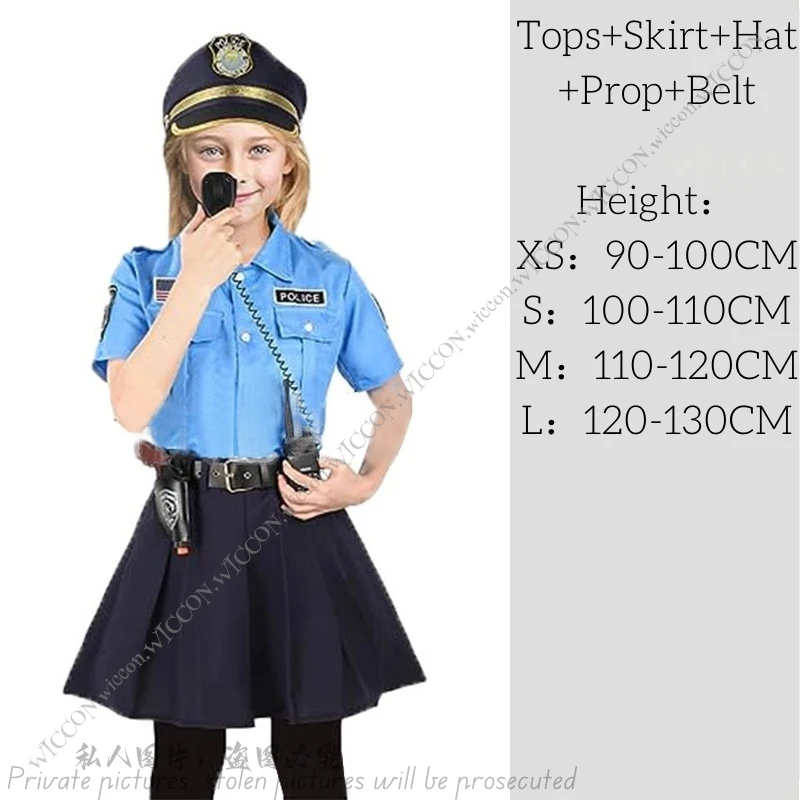 Dress Up America Police Costume for Kids Police Officer Costume for Girl Cop Uniform Set with Accessories Party Show Gifts Props
