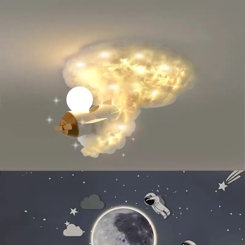 Rocket astronaut ceiling light for Bedroom Study Kids Nursery Modern Creative Led cloud led lights Boys children room lighting