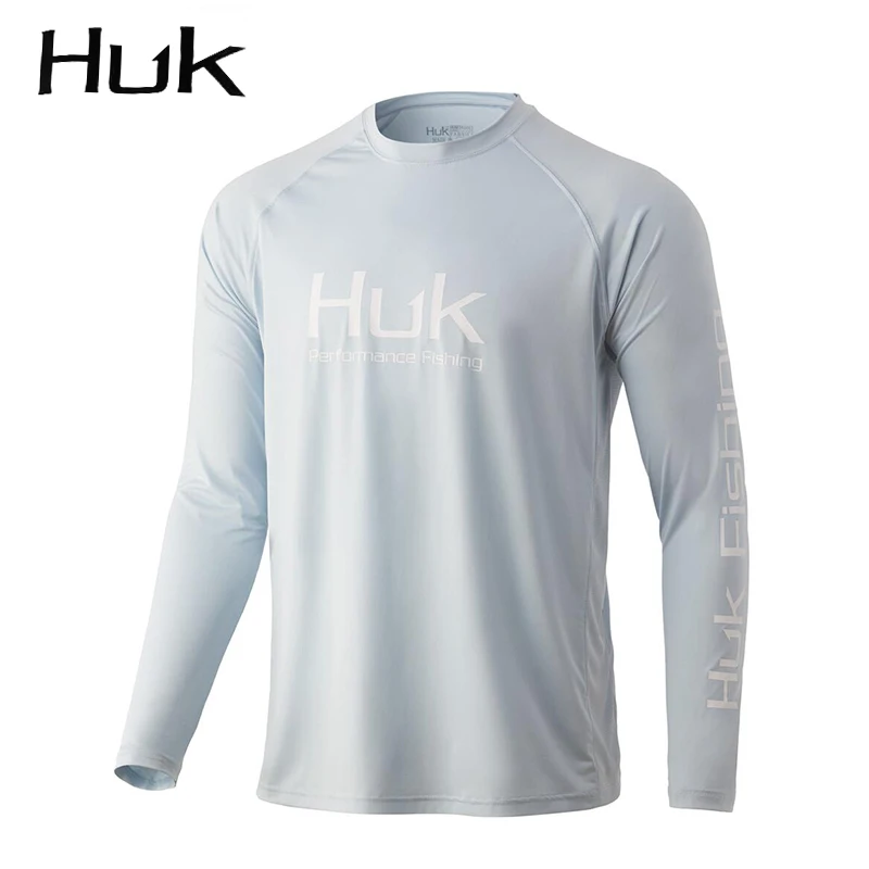 HUK Fishing Shirts Men Outdoor Mosquito Control Long Sleeve Fishing Jersey Uv Sun Protection Round Neck Loose Fishing Clothing