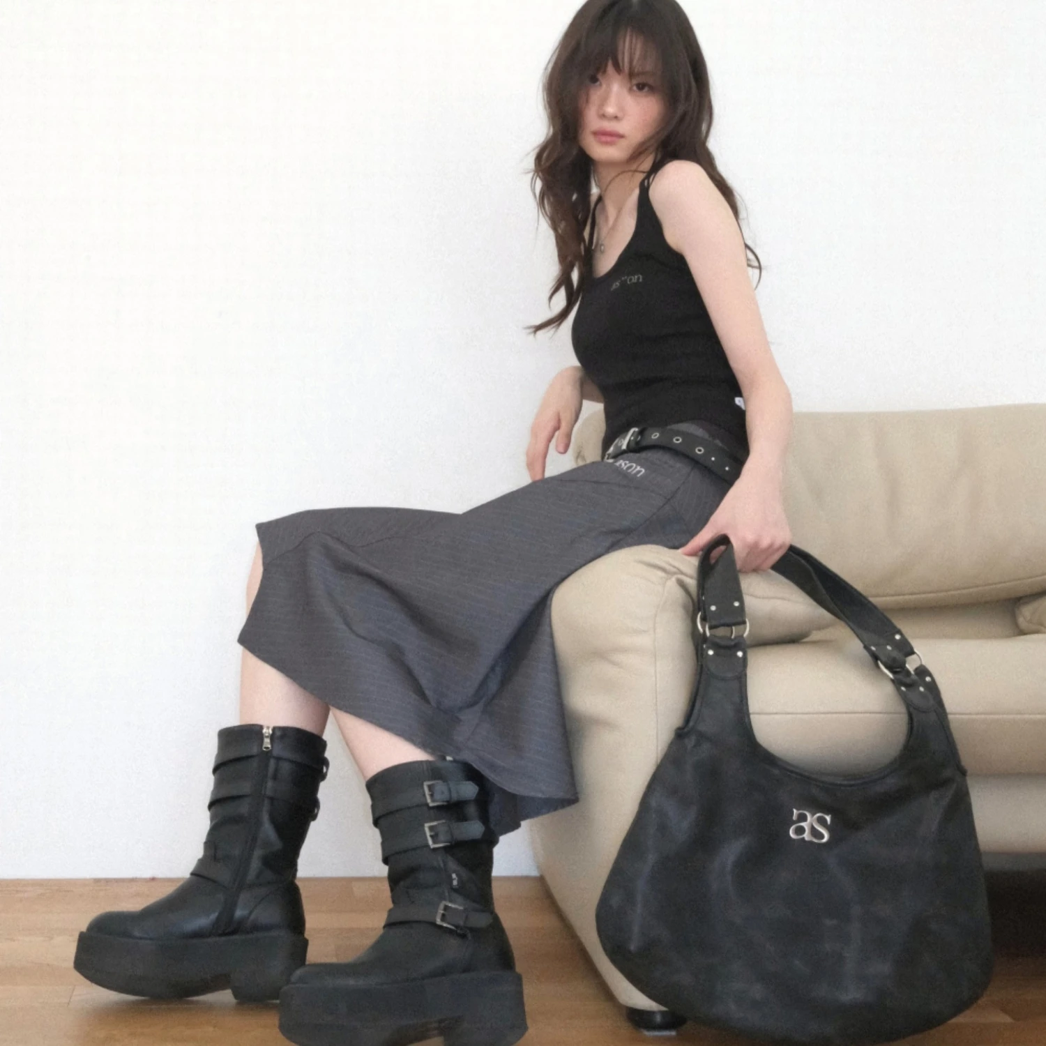 Borsa a tracolla a mezzaluna di grande capacità vintage di marca coreana Ason per donna 2025 nuova