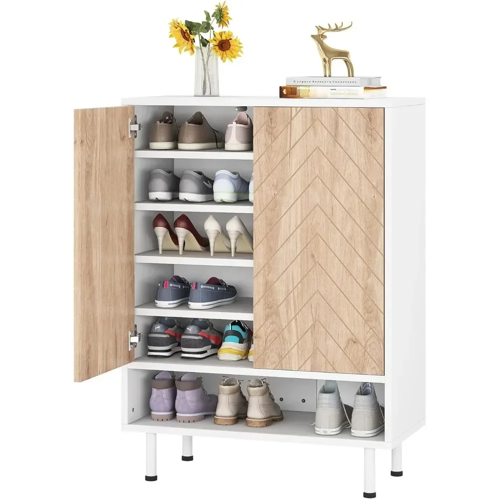 Tribesigns Shoe Cabinet, 18 Pair Rack Organizer Cabinet With Door, 6-Tier Modern Storage Shelves