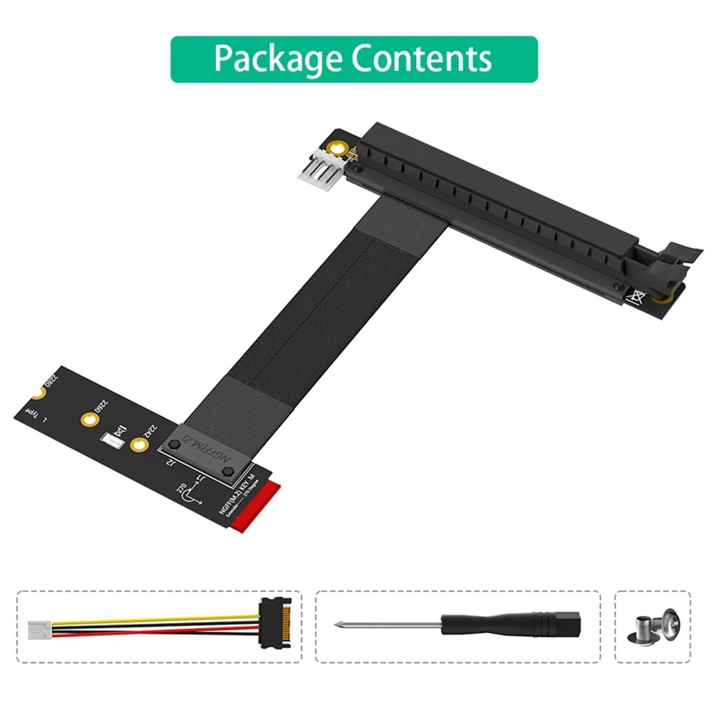 Riser Cable M.2 NVME To PCIE X16 Adapter Graphics Extension Cable 90 Degree PCI Express 3.0 16X To M Key Riser Cable