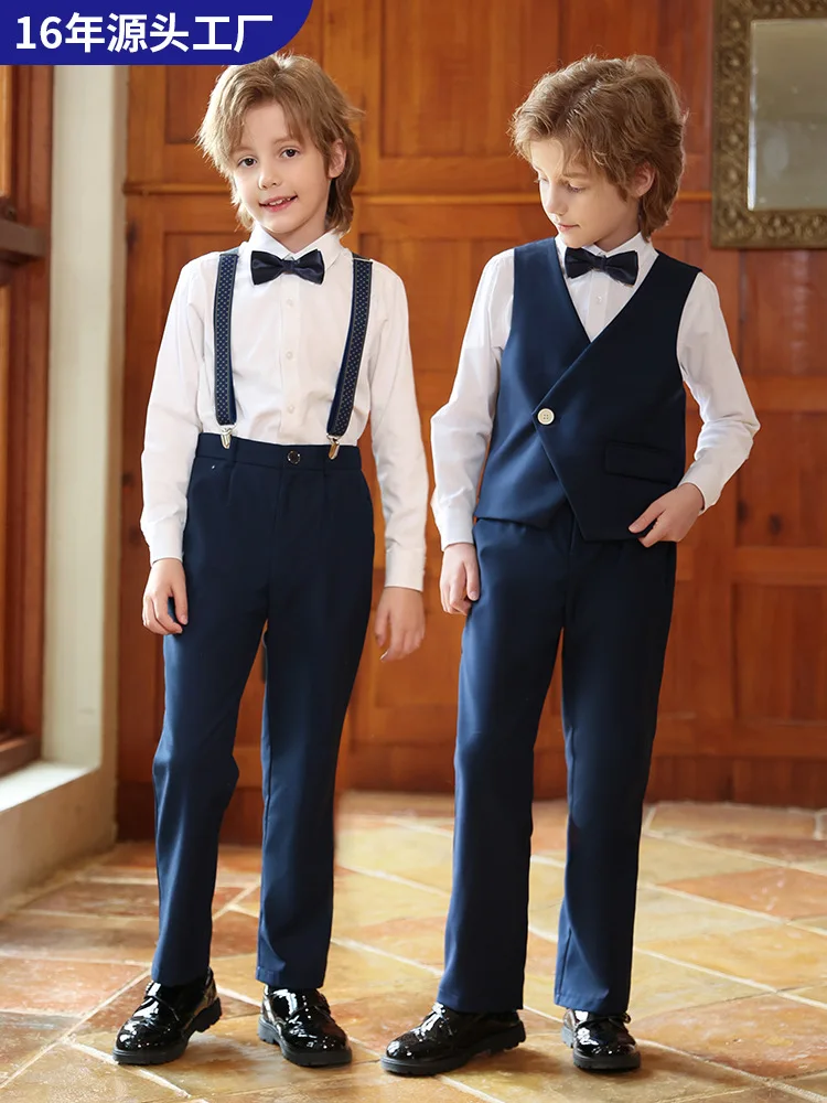 

Kids Single-Breasted Vest Suit Pants Boys Waistcoat Formal Dress Wedding Clothes Set Toddler Suits Costume Children Party Outfit