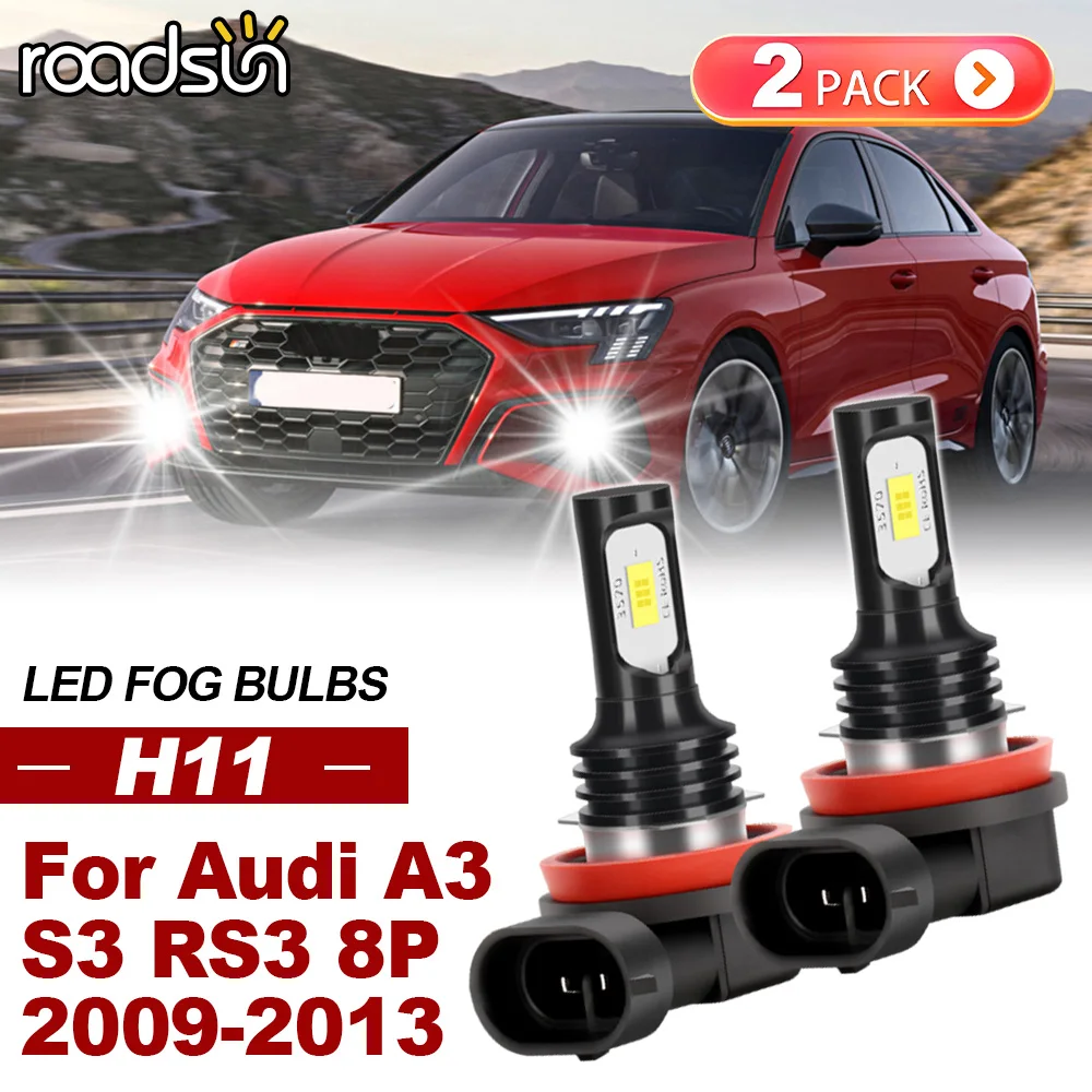 ROADSUN 2 Stück für Audi A3 S3 RS3 8P 2009-2013 Canbus Auto LED-Nebelscheinwerfer 2010 2011 2012 Ultra-Nebelleuchte
