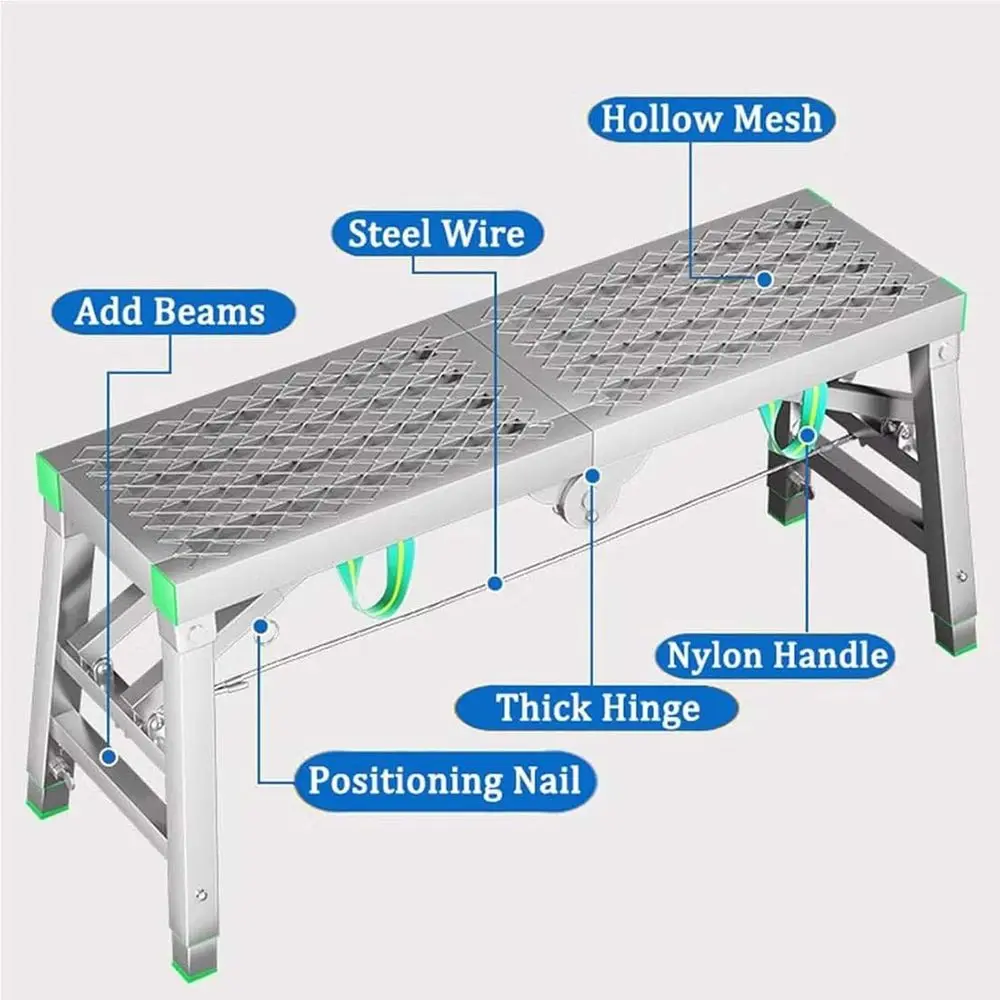 Portable Holding Scolding, Multipurpose Work Platform Scaold Tower Ladder Stool Work Ben, 880 Lbs Load, Galvanized Steel, 200cm