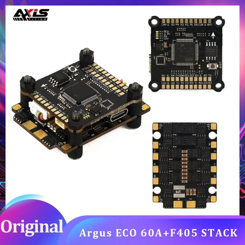 

AxisFlying Argus ECO STACK 60A ESC +F405 Flight Controller 6S for FPV Freestyle Drones DIY Parts