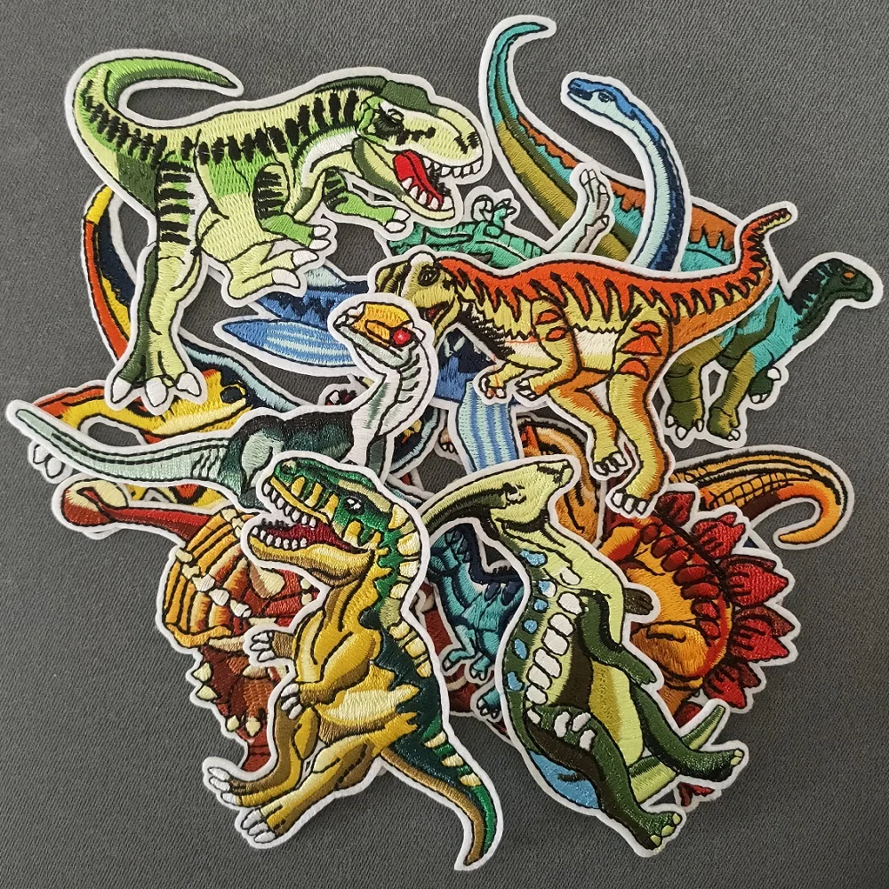 14Pcs/Set Cartoon Dinosaur iron on Patch Haftowana naszywka z tkaniny do naszywania odzieży dziecięcej odznaka wystrój prasowania ubrań Aplikacja