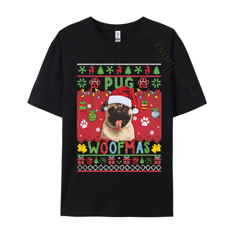 Pug Christmas Woof Santa Pug Matching T-shirt Graphic T Shirts 100% Cotton Breathable T-shirt Free Shippping Clothes