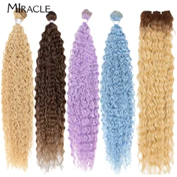 MIRACLE 32 Inch Afro Curly Hair Extensions Synthetic Hair Bundles Long Hair Extensions 613 Red Purple Blue Cosplay Fake Hair