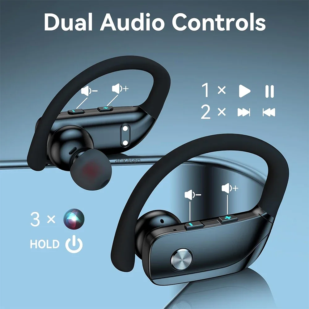 Wireless Earbuds Bluetooth Headphones 48hrs Play Back Sport Earphones with LED Display Over-Ear Buds with Earhooks Built-in Mic view 4