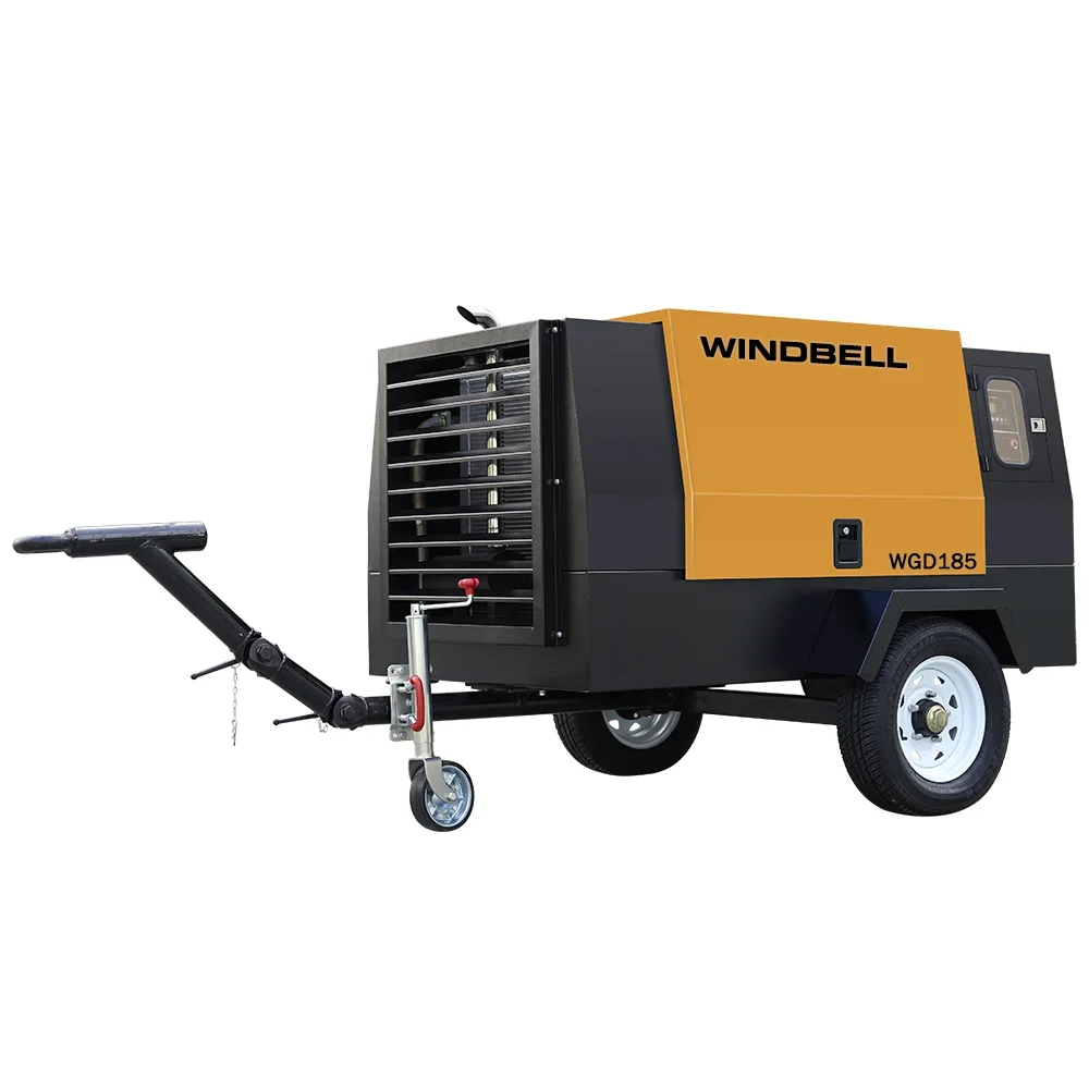 21Bar Screw  Air Compressor 185 Cfm Air Compressor  Portable Mining Air Compressor  Engine 185Cfm Jack Hammer