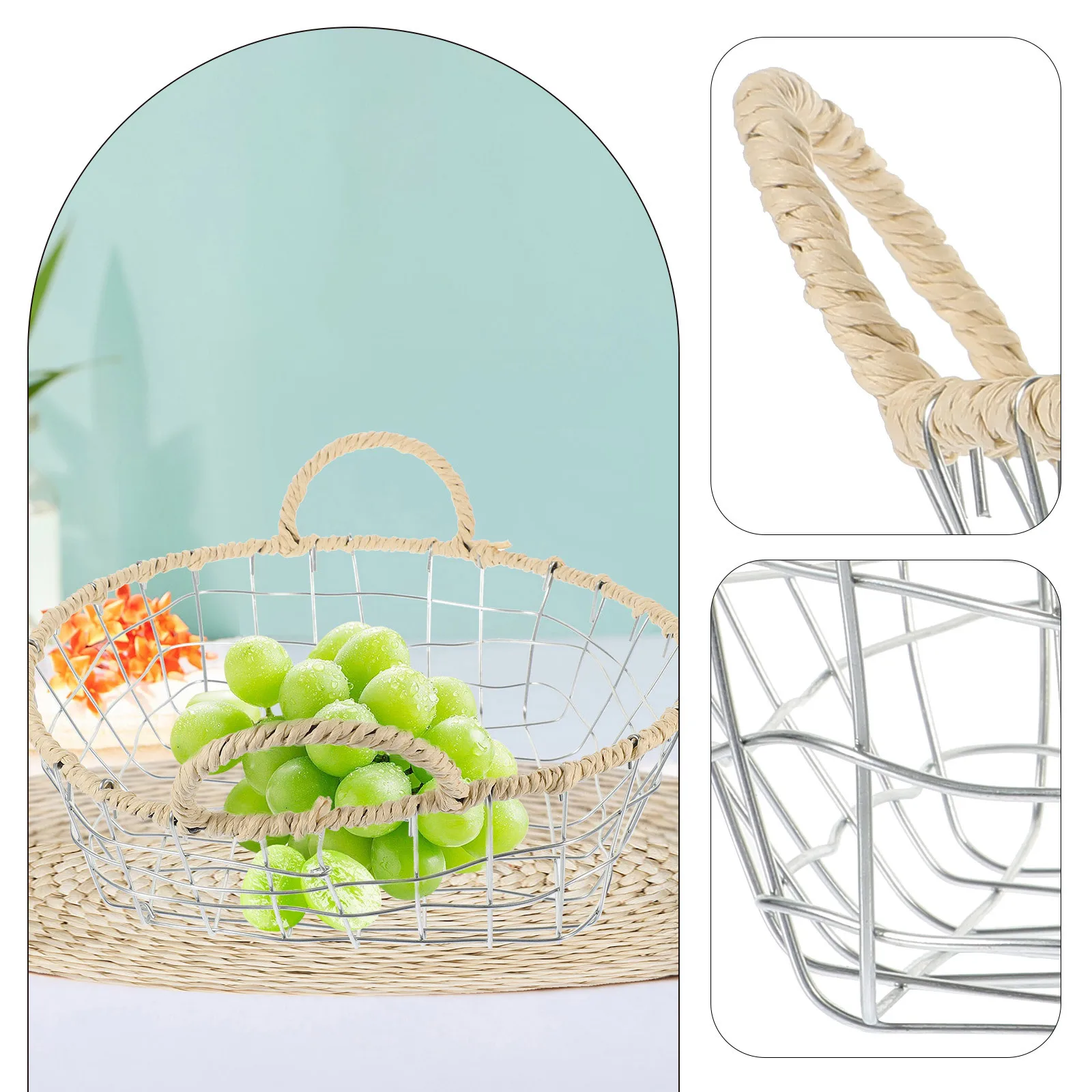 

Iron Wire Basket Vintage Metal Storage Organizer For Fruit Vegetable Bread Cosmetics Desktop Sundries Holder Table Basket