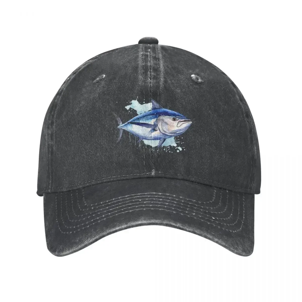 Bluefin Tuna Watercolor Painting Baseball Caps  Fabric Hats Outdoor Adjustable Casquette Streetwear Baseball Cowboy Hat