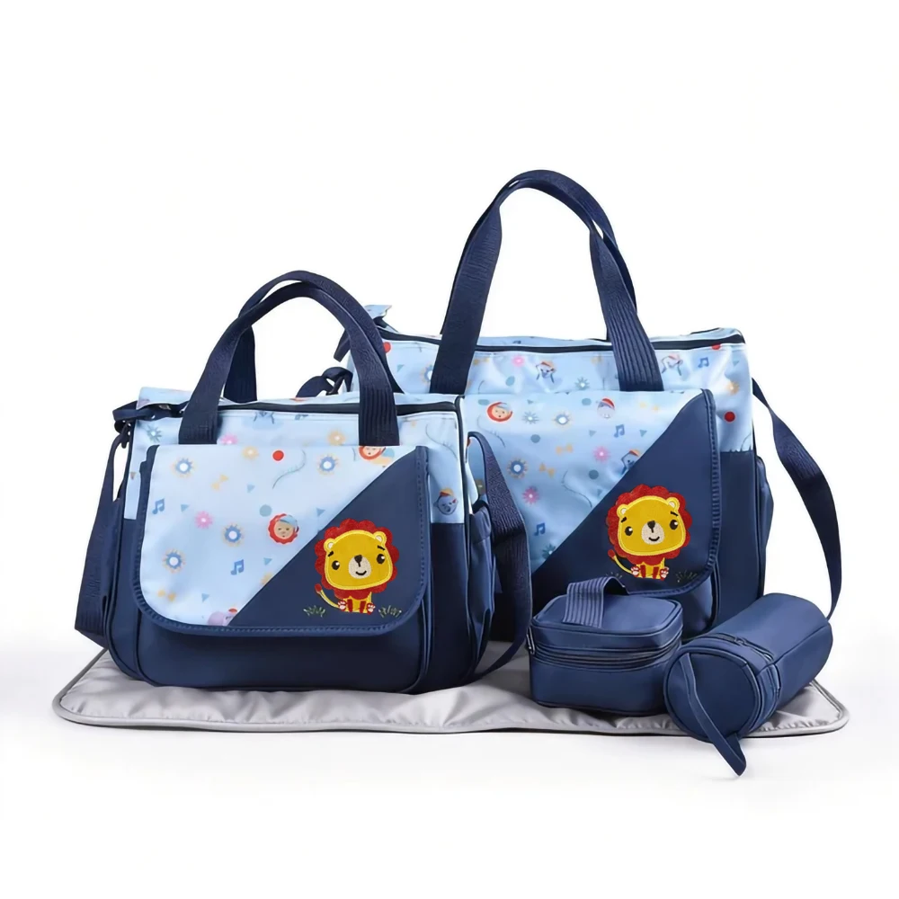 

Новая модная и повседневная высококачественная сумка для мамы на одно плечо, набор из пяти предметов; Сумка для мамы через плечо большой емкости для путешествий; Многофункциональная сумка для хранения бутылок и молочного порошка.