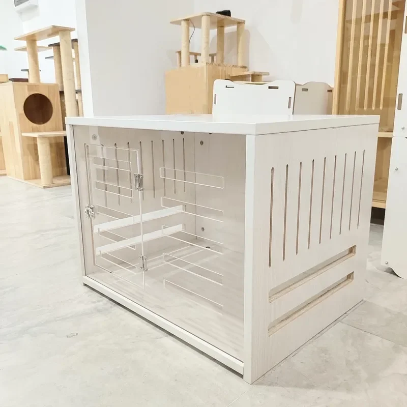 Customized Large Dog Kennel House Crate Indoor Dog Cat Bed House Furniture Wooden Dog Crate With Acrylic Door