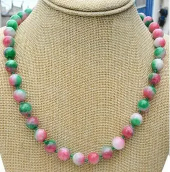 

8mm Natural Pink Jade Round Gemstone Beads Necklace