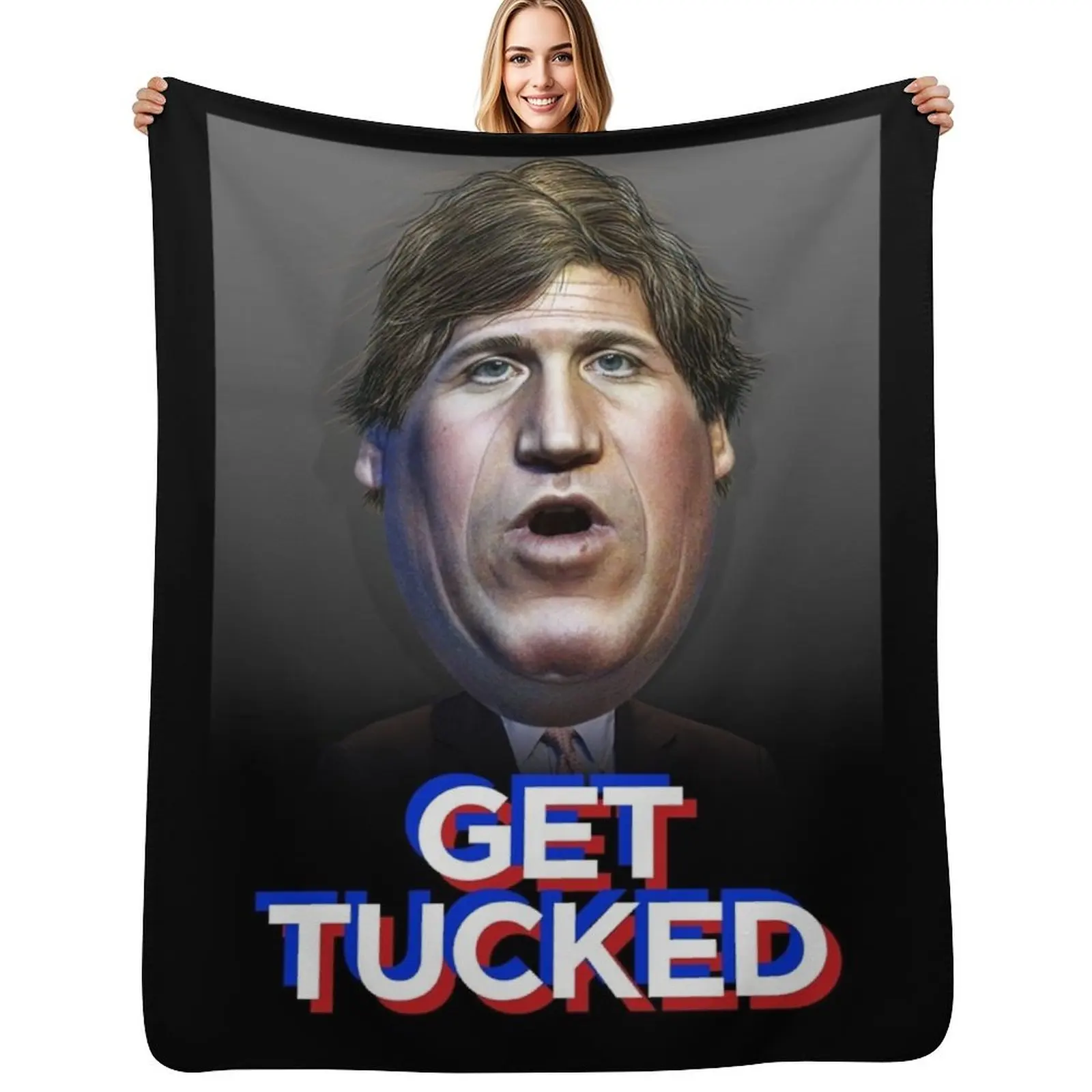 Fox Tucker Carlson Get Tucked Throw Blanket Cozy Microfiber Throw Blanket for Home Bedroom