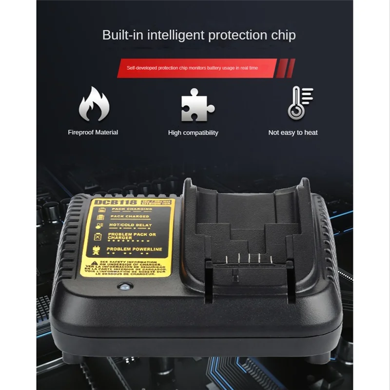 

AT48-DCB118 Battery Charger For Battery 12V 14.4V 18V 20V DCB200 DCB201 DCB203 DCB205 DCB140 DCB121 US Plug
