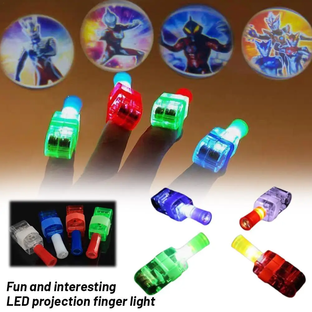 1PCS LED Finger Light Glowing Colorful Laser Emitting Light Cartoon Finger Projection Light Light Children Glowing Toys