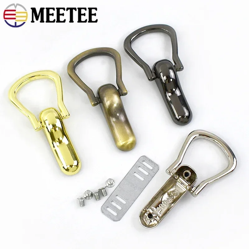 4/10Pcs Meetee Metal Bag Side Clip D Ring Screw Buckles Handbag Strap Connector Clasp Hanger Hook Hardware Sewing Accessories