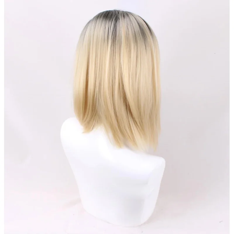 2025 할로윈 처키의 신부 여성 티파니 금발 옴버 블랙 헤어 중간 가르마 가발 제니퍼 틸리 코스프레 가발 + 가발캡