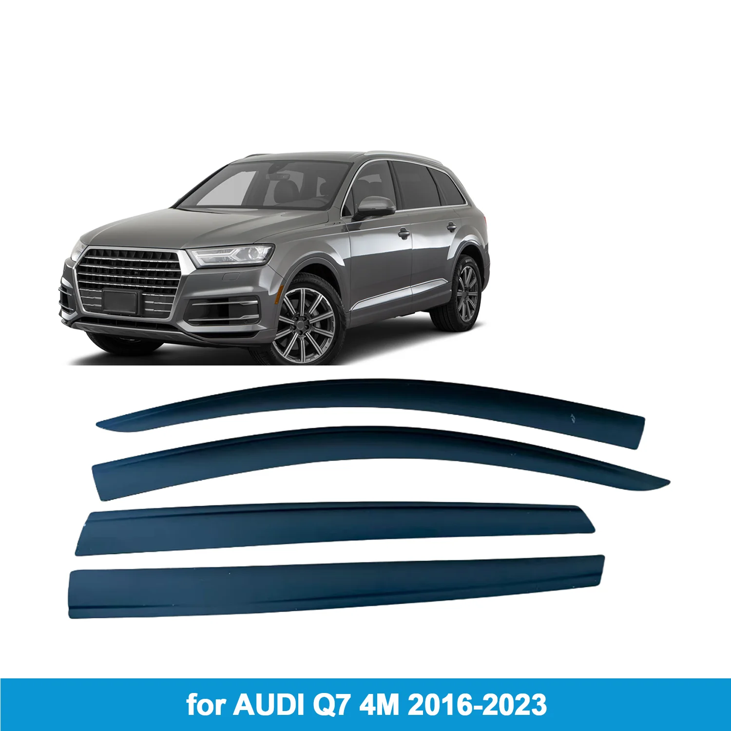 

for AUDI Q7 4M 2016-2023 Car Side Window Visor Weathershield Door Visor Wind Rain Guard Accessories Outside-Mount Tape On