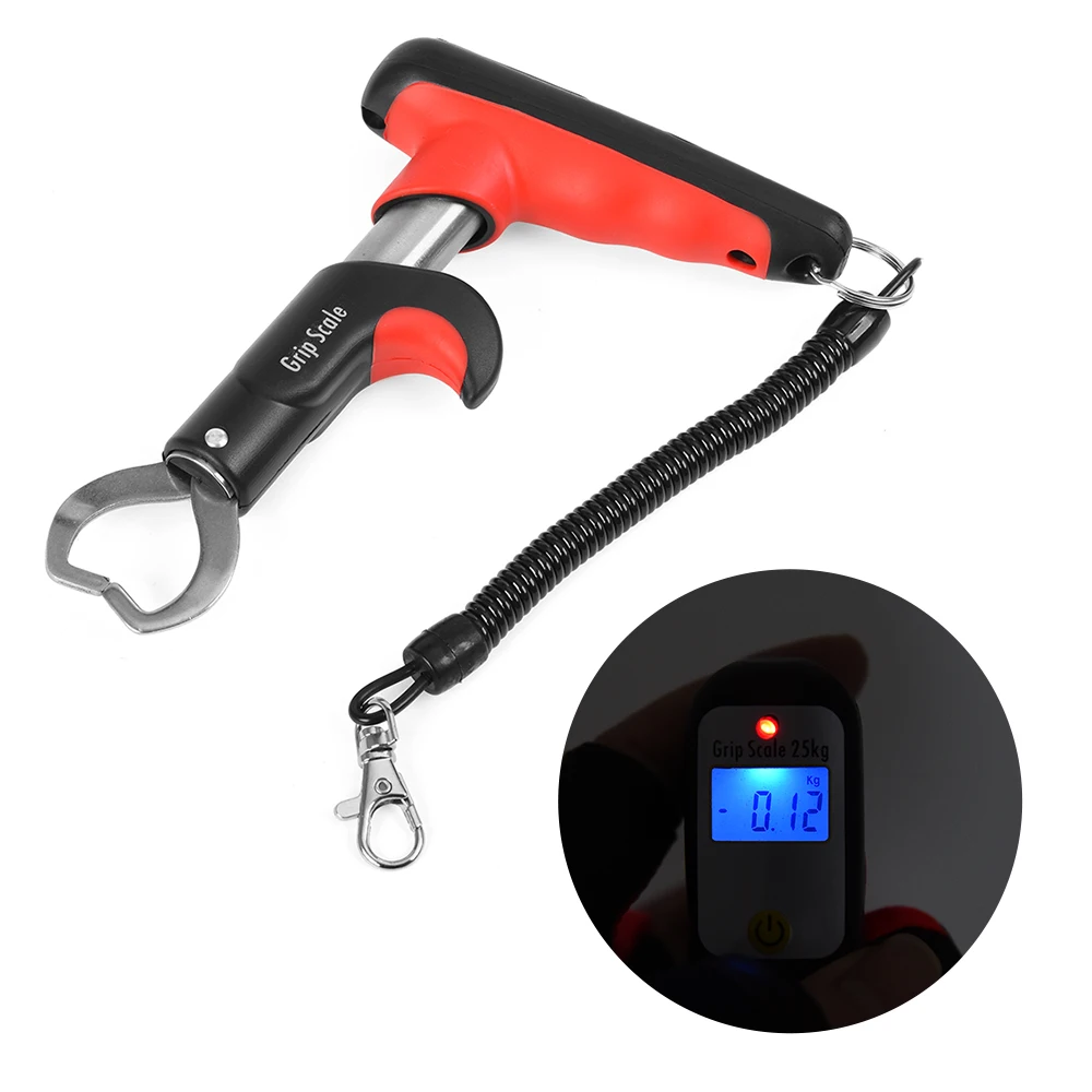 

Mini Fish Lip Grabber Gripper Fishing Lip Grip Tool Fish Holder with 55LB Digital Scale