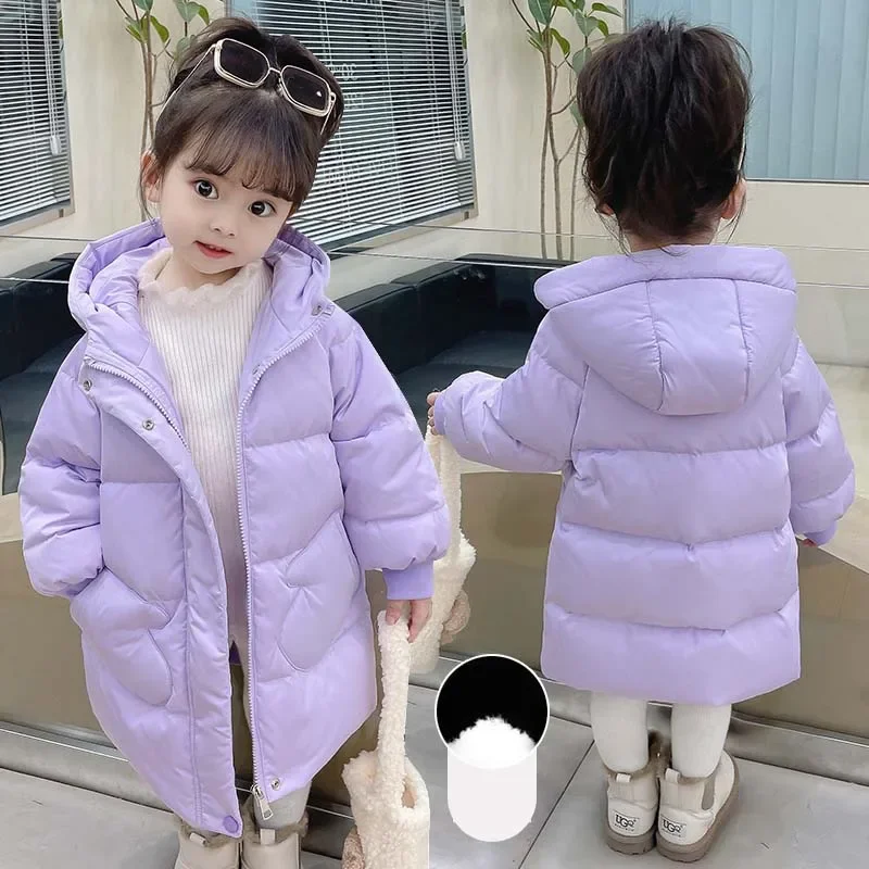 

3-9 Years Kids Parka Snowsuit Winter Warm Down Jacket For Girls Coat Fashion Long Hooded Children Outerwear Toddler Girl Clothes