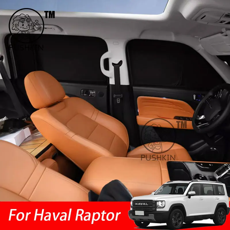 

For Haval Raptor 2024 2025 Full Black Car Sunshade Side Window Privacy Curtains Front Rear Sunscreen Heat Insulation Sunshield