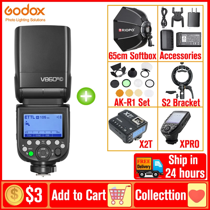 Godox V860III V860III-C V860III-N V860III-S V860 III TTL HSS Speedlite Flash for Canon Sony Nikon Olympus Fuji Panasonic Pentax