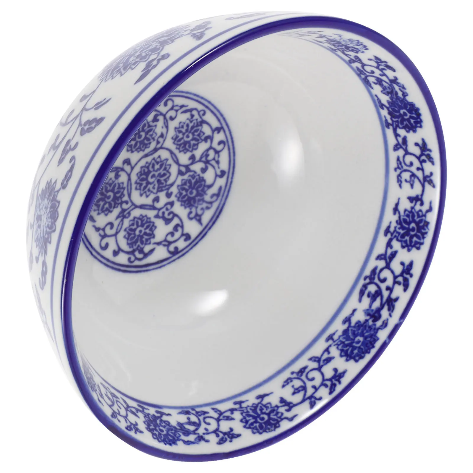 

5 Inch Chinese Style Ceramic Rice Bowl Blue and White Porcelain Noodle Soup Salad Fruit Dessert Bowl for Daily Use Housewarming