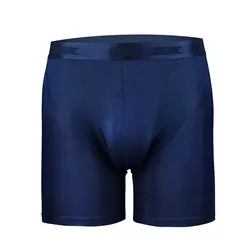 Men's Contrast Trunks Youth Modal Mesh Breathable Comfy Running Fitness Tight Long Leg Boxers Quick Dry Elongated Sports Panties