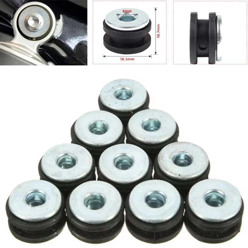 10 шт., боковая крышка мотоцикла, резиновая втулка, прокладка, обтекатели, черные для Yamaha, Honda, CBR GSXR Ninja ZX, Kawasaki